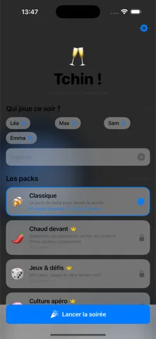 Choisir les joueurs et les packs